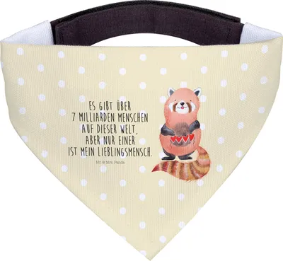 Produktbild von Mr. & Mrs. Panda Hunde Bandana Roter Panda - Gelb Pastell - Geschenk, Halstuch, Liebling, Tuch, Rot, Lieblingsmensch, Hund, Für, Liebe, Hundehalstuch, Herz