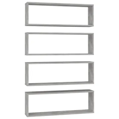 Immagine prodotto di vidaXL Mensole a cubo 4 pz. Grigio cemento 80x15x26,5 cm Materiale a base di legno