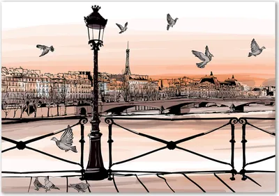 Produktbild von Tulup® Glas-Bild - 100 x 70 - Wandbild aus Glas - Wandkunst - Wandbild hinter gehärtetem Sicherheitsglas - Sehenswürdigkeiten & Architektur - Dämmerung in Paris - Orange