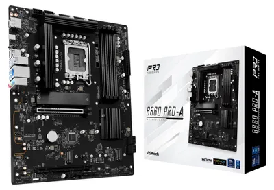 Obrázok produktu pre Asrock B860 Pro-A, Intel, LGA 1851 (Socket V1), DDR5-SDRAM, 256 GB, DIMM, Dvojkanálový