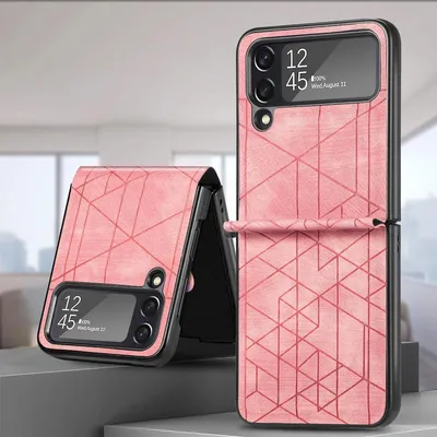 Produktbild von Für Samsung Galaxy Z Flip4 Faltbare Handyhülle mit geometrischer 3D-Prägung Rosa