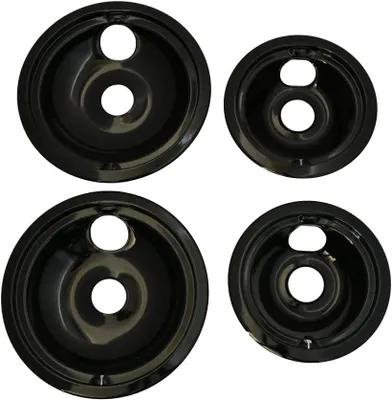 Produktbild von 2 von WB31M20 und 2 von WB31M19 Kochfeld-Tropfschalen aus Porzellan, Ersatz für GE-, 4-teiliges Set