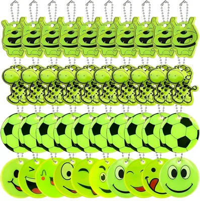 Productafbeelding van Reflecterende hangers, 40 stuks, reflecterende sleutelhanger, voetbal, reflector, hanger voor rugzak, huisdieren, fietsen