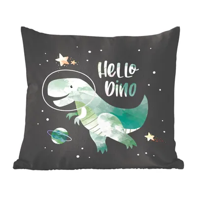 Produktbild von MuchoWow® Zierkissen Sofakissen Wohnzimmer Dekokissen 40x40 cm Zitate - Sterne - 'Hallo Dino' - Sprichwörter - Mädchen - Junge - Kinder - Kind - Foto Kissen - Schlafzimmer Dekoration