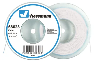 Produktbild von Viessmann 68623 - Kabel auf Abrollspule 0,14 mmÃ‚², weiß, 25 m  - Neu
