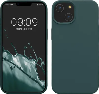 Zdjęcie produktu dla etui na telefon komórkowy kwmobile do iPhone'a 14, do iPhone'a 14 - silikonowe etui - bezprzewodowe ładowanie - niebiesko-zielone