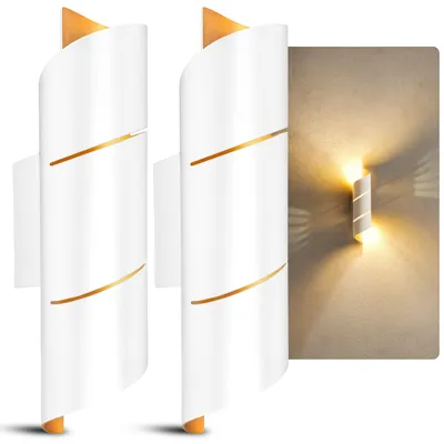 Produktbild von SSC-LUXon 2er Set VYRA Wandleuchte weiß gold – Wandlampe Up and Down mit G9 Sockel Wandstrahler 28 cm ambiente indirektes Wandlicht