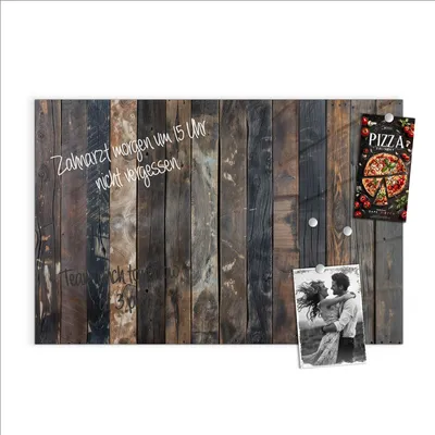 Produktbild von Magnettafel 90x60cm Pinnwand Whiteboard beschreibbar - Rustikale Holzplanken
