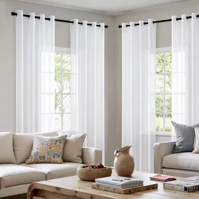 Produktbild von Gardinen Vorhänge mit Ösen Voile Elegante Weiß 4 Stk 140 x 175 cm