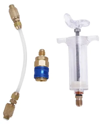 Zdjęcie produktu dla Wtryskiwacz oleju/barwnika 30 ml z ręcznym wzmacniaczem ciśnienia oleju 1/4 SAE R134a do tuningu klimatyzacji