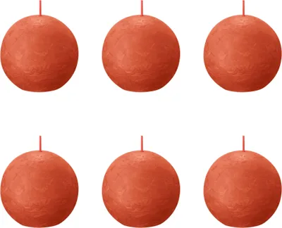Produktbild von Bolsius - Rustikale Kugelkerze - Ø76mm - Erdiges Orange - Vorteilspack - 6 Stücke
