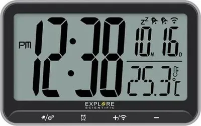 Zdjęcie produktu dla Explore Scientific RDC1009, Cyfrowy budzik, Prostokąt, Czarny, Wewnętrzna, 12/24h, °C