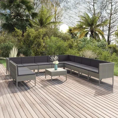 Immagine prodotto di Maison Exclusive - Set da giardino da 12 pezzi con cuscini in polyrattan grigio