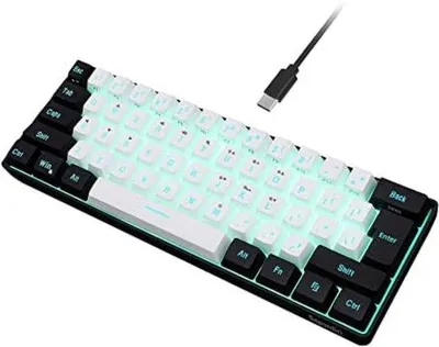 Zdjęcie produktu dla Mechaniczna klawiatura gamingowa z podświetleniem LED, biało-czarna