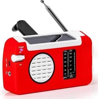 Zdjęcie produktu dla Przenośne radio awaryjne zasilane energią słoneczną i akumulatorem, AM/FM