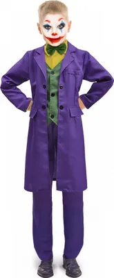 A child dressed as the Joker character.