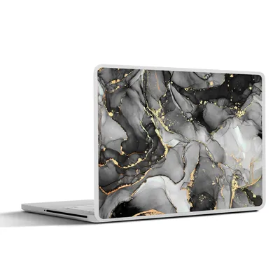 Produktbild von MuchoWow® Laptop Aufkleber Sticker Cover Marmor - Schwarz - Gold - Grau 25x18 cm - Laptop-Deko