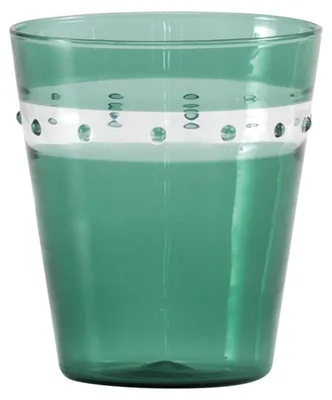 Image de Zafferano Lot De 4 Verres Tumbler À Pois En Verre Borosilicate Soufflé À La Main Couleur Vert Lac Design Artisanal Muranais Élégant Et Pratique