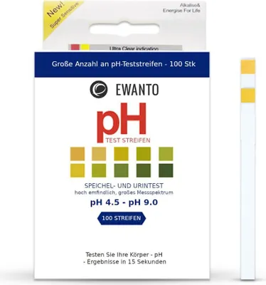 Produktbild von Ewanto Ph Test Strips For Saliva And Urine - Ph 45 To Ph 90 Highly Sensitive 100 Strips