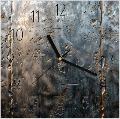 Produktbild von Wanduhr aus Glas mit Motiv Metalltextur- 30 x 30 cm - inkl. Aufhängesystem