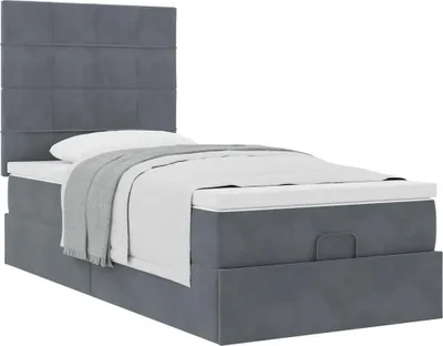 Obrázok produktu pre Osmanský rám postele s matracmi tmavosivá 80x200 cm zamat