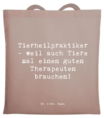 Produktbild von Mr. & Mrs. Panda Tote Bag Spruch Tierheilpraktiker - Braun Pastell - Geschenk, Tasche, Jutebeutel, Uni, Berufe, Kräuterheilkunde Tiere, Homöopathie, Einkaufstasche, Beruf