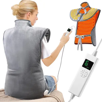 Productafbeelding van Elektrische warmtekussen voor rug, schouder, taille en nek – 61x94 cm, automatische uitschakeling, 6 warmtestanden, 4 timerstanden, snelle opwarming, fluweel