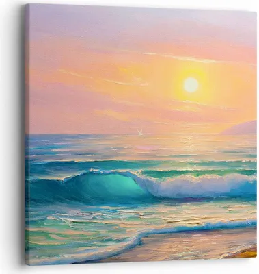 Produktbild von Bild auf Leinwand - Leinwandbild - Meer Welle Ufer - 40x40cm - Wand Bild - Wanddeko - Wandbilder - Leinwanddruck - Bilder - Kunstdruck - Wanddekoration - Leinwand bilder - Wandkunst - AC40x40-3915