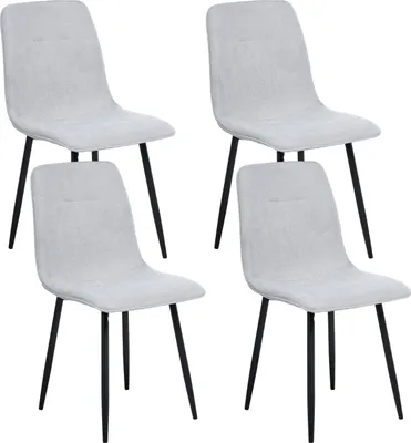 Produktbild von BELIANI Esszimmerstühle 4er Set Hellgrau Stoff Gepolstert mit Schwarzen Beinen Ohne Armlehnen Modern Polsterstühle Küchenstühle Esszimmer Küche