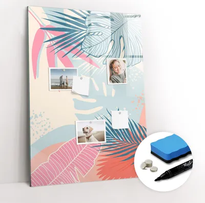 Produktbild von Magnetpinnwand Memoboard - Zubehörsatz - Schwarzer Marker + Schwamm + Magnete - 70 x 100 cm - Pastellblätter