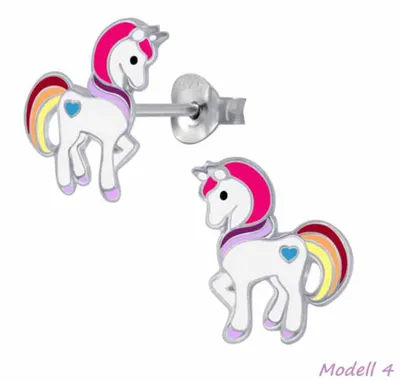 Produktbild von Kinderohrstecker „Einhorn“: Mädchen Ohrringe Silber Modell 4