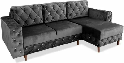 Produktbild von ARES MEBLE Gepolstertes Ecksofa DELUX - Relaxsofa 3 sitzer mit Schlaffunktion und Bettzeugcontainer, Schlafsofa 140x200 Walnuss - Graphit