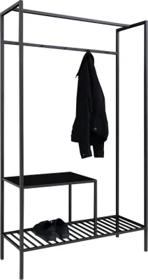 Produktbild von House Nordic Vita Kleiderstange schwarz aus Metall Regal und Schuhablage