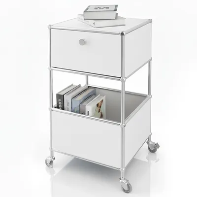 Immagine prodotto di Carrello Concept Epure MK-145 - Carrello a ripiani in metallo 40x40x69 cm a 3 livelli con cassetto, ripiano mobile di stoccaggio