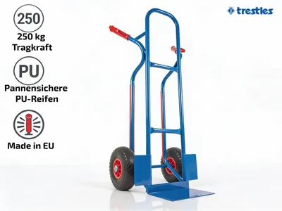 Produktbild von TRESTLES Profi Sackkarre Transportkarre Sackkarren Vollgummireifen 250kg S04blau