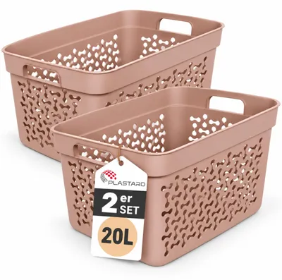 Produktbild von Plastard Wäschekorb 2er Set 20 Liter Pink aus Kunststoff mit Griffen