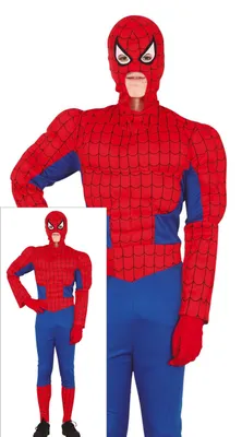 Imagen del producto de Máscara de superhéroe, figura de aventura, personaje de cómic, héroe araña, disfraz de carnaval, vestuario. Talla: 14-16 años. Color: Rojo