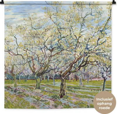 Produktbild von MuchoWow® Wandteppich Wandbehang Blühender Obstgarten - Vincent van Gogh 90x90 cm Tapisserie Dekoration Wandtuch - Wandaufhänger