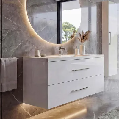 Image de Premium lavabo + meuble sous-lavabo HWC-D16, lavabo, brillant 90cm ~ blanc