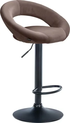 Produktbild von Barhocker MEKIM - Samt Braun 53x47x80 cm Schwarz | Barstuhl Höhenverstellbar Mit Lehne Drehbar Tresenhocker Tresenstuhl Kneipenhocker Kneipenstuhl