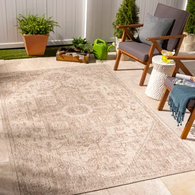 Produktbild von Outdoorteppich im Jute-Look - Wetterfest Boho Teppich für Balkon und Terrasse,  Beige 160x213 cm