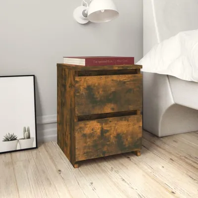 Immagine prodotto di Tavolino da notte con 2 cassetti, realizzato in legno impiallacciato effetto noce