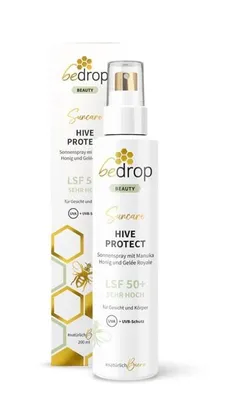Produktbild von Bedrop Hive Protect Suncare Sonnenspray LSF 50+ mit Manuka Honig und Gelée Royale