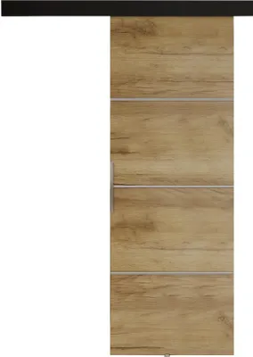 Produktbild von KIER FURNITURE Schiebetür Komplettset MALIBU PLUS 60, Schiebetür, Sliding Door, Innentüren Komplettset,Universal Tür, Türblatt Innen Craft Eiche 66x205x1,6 cm