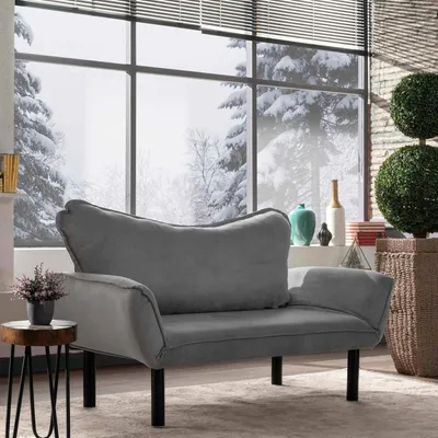Immagine prodotto di Hone - Divano Letto 2 Posti, 140x65 cm Grigio, Contenitore