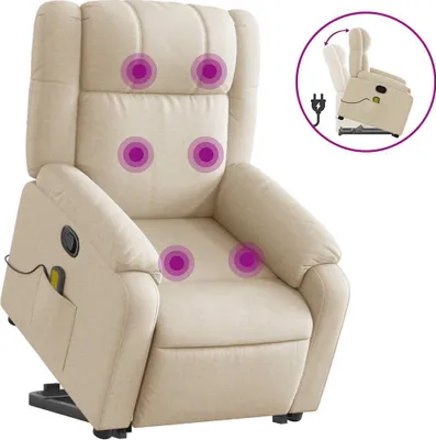 Produktbild von vidaXL Massagesessel mit Aufstehhilfe Creme Stoff