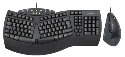 Produktbild von PERIDUO-512B Ergonomisches Tastatur und Maus-Set Vertikale Design-Maus USB Komfortables QWERTZ Layout Kabelgebunden Set Schwarz