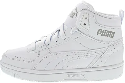 A white Puma Rebound Joy JR boot is shown from the side against a white background.