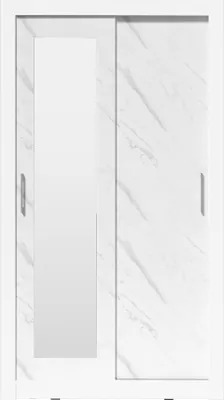 Produktbild von Furniture24 Kleiderschrank 120x215x60 cm INBOX 120BR Schwebetürenschrank Schrank Schibetür 2 Kleidestangen Spiegel Weißer marmor