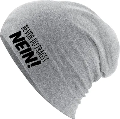 Produktbild von Huuraa Beanie Bevor du fragst Nein Schriftzug Heather Grey One Size Baumwolle und Elasthan Mütze Geschenkidee